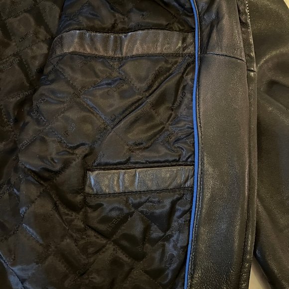 GUESS Black Leather Jacket Car Coat Size XL - Picture 10 of 11
